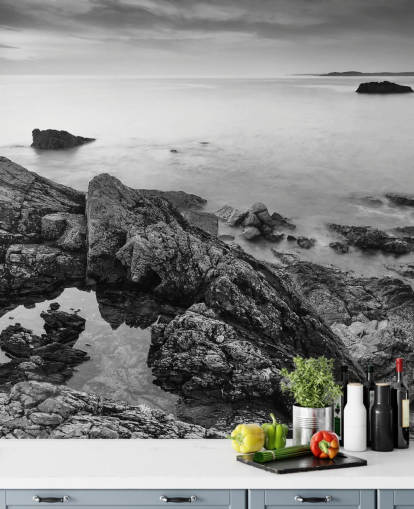 Papel pintado costero blanco y negro