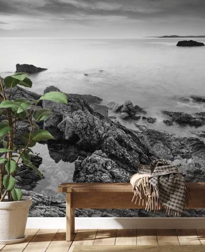 Papel de parede costeiro preto e branco