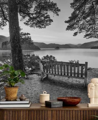 Black and White Lake Wallpaper Mural