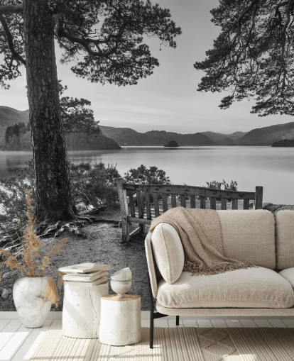Black and White Lake Wallpaper Mural Black and White Lake Wallpaper Mural