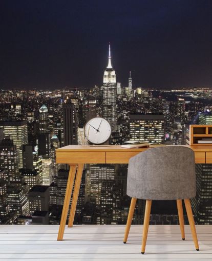 Empire State Building bij nachtmuurschildering