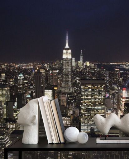 Empire State Building bij nachtmuurschildering