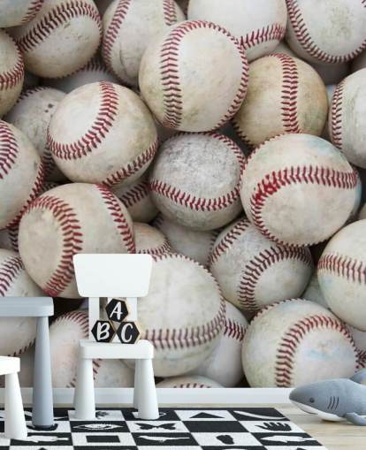 Muurschildering Baseball Party