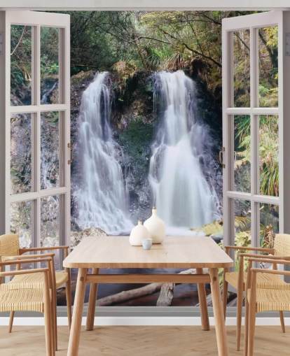 Papel pintado de la ventana de cascada