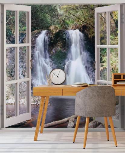 Waterval Window View Behang Waterval Window View Behang