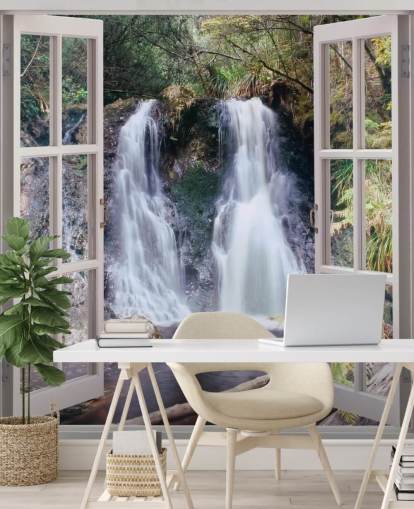 Waterval Window View Behang
