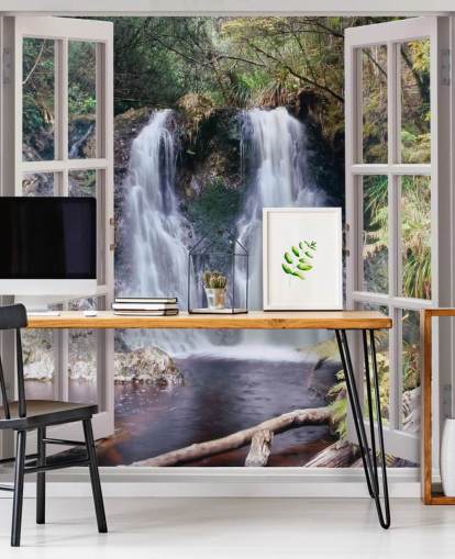 Waterfall Window View Wallpaper