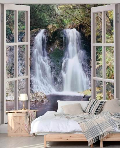 Waterfall Window View Baggrund