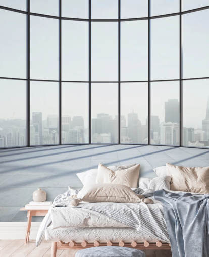 monochrome toned circular 3D window wallpaper