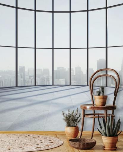 monochrome toned circular 3D window wallpaper