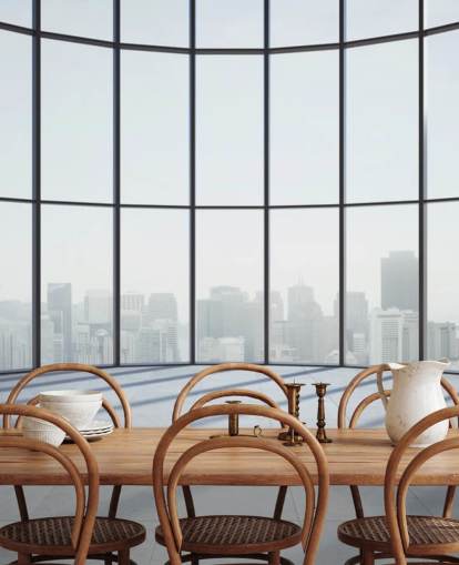 monochrome toned circular 3D window wallpaper