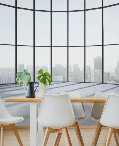 monochrome toned circular 3D window wallpaper