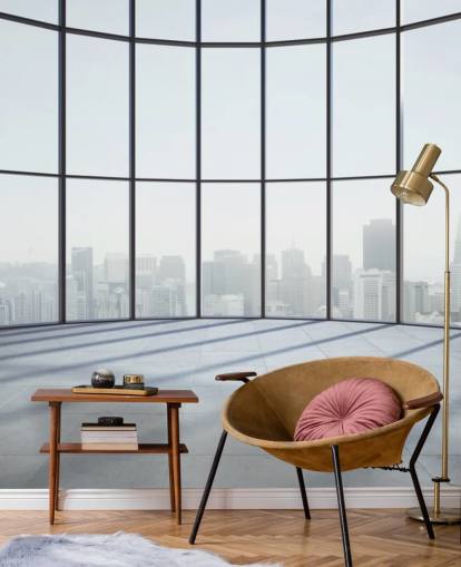 monochrome toned circular 3D window wallpaper