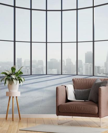 monochrome toned circular 3D window wallpaper monochrome toned circular 3D window wallpaper