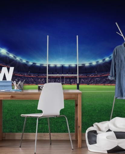 Rugbyveld bij nacht Rugby-achtergrond