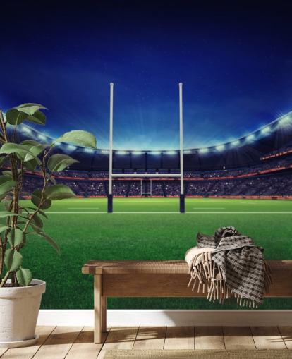 Rugbybane om natten Rugby Bakgrunn Rugbybane om natten Rugby Bakgrunn