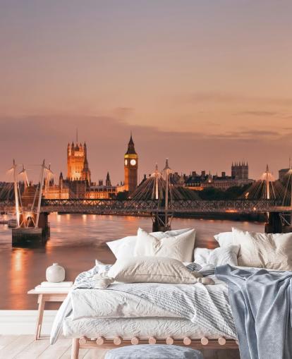 Decorazione murale con ponte Waterloo e Houses of Parliament