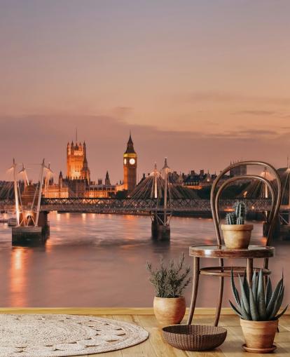 Waterloo Bridge and Houses of Parliament Wall Mural Waterloo Bridge and Houses of Parliament Wall Mural