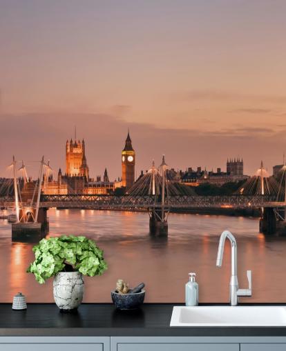Decorazione murale con ponte Waterloo e Houses of Parliament