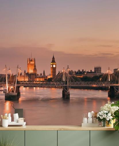 Waterloo Bridge and Houses of Parliament Wall Mural Waterloo Bridge and Houses of Parliament Wall Mural
