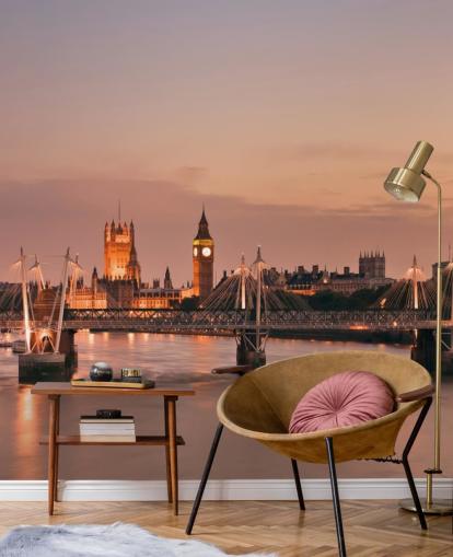 Waterloo Bridge and Houses of Parliament Wall Mural Waterloo Bridge and Houses of Parliament Wall Mural