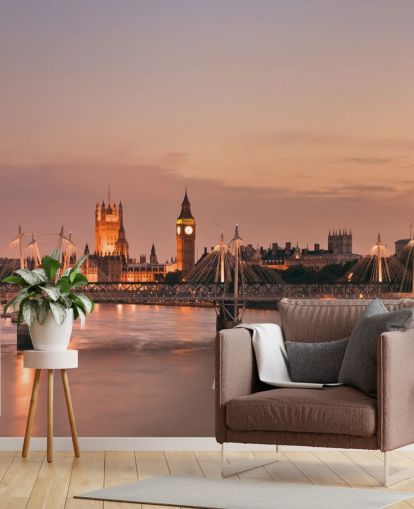 Waterloo Bridge and Houses of Parliament Wall Mural Waterloo Bridge and Houses of Parliament Wall Mural