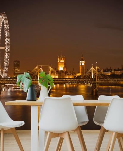 Parlamenttitalot yöllä Seinämaalaus