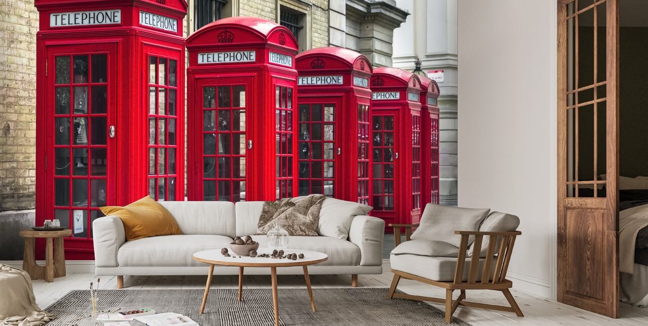 London Telephone Boxes Wallpaper Wallsauce UK