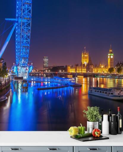 Nachtlichter im London Eye Wandgemälde