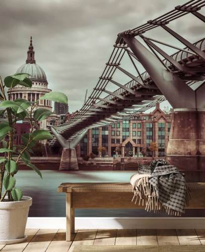 St Paul's Cathedral, Millennium Bridge Wallpaper