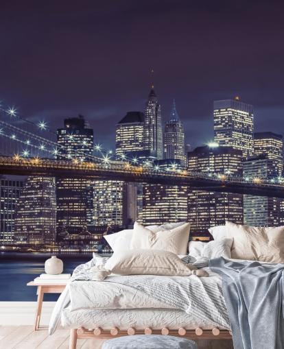 Brooklyn Bridge Moody Blue Wall Mural