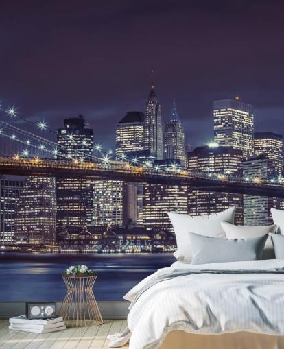 Brooklyn Bridge Moody Blue Wall Mural