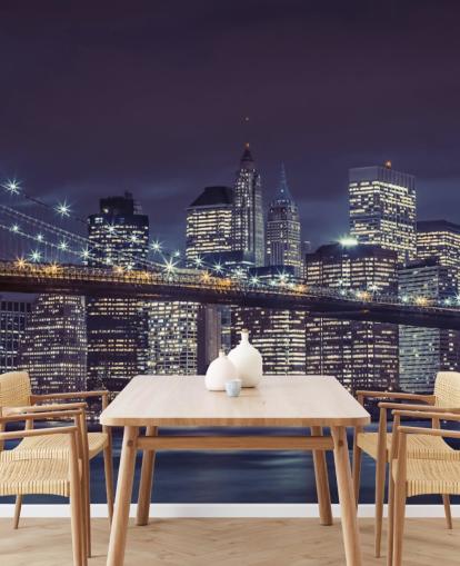 Brooklyn Bridge Moody Blue Wall Mural