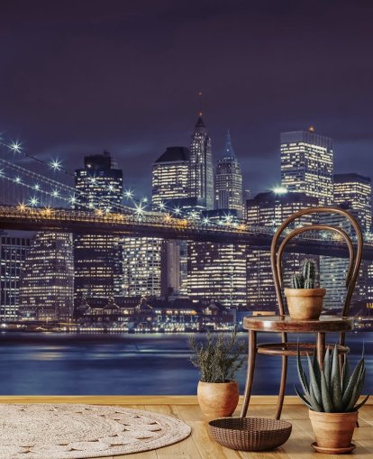 Brooklyn Bridge Moody Blue Wall Mural