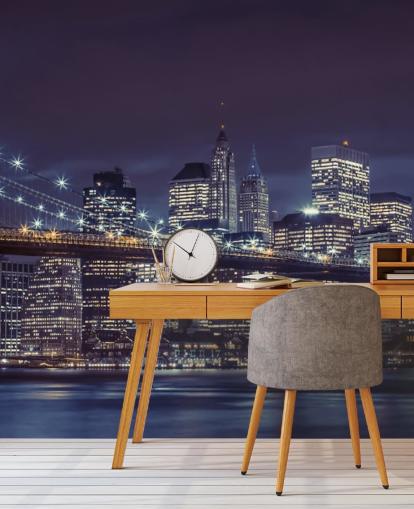 Brooklyn Bridge Moody Blue Wall Mural