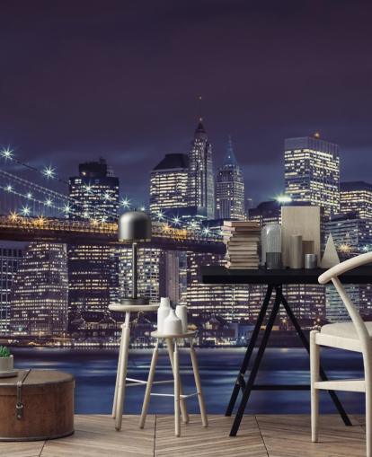 Brooklyn Bridge Moody Blue Wall Mural Brooklyn Bridge Moody Blue Wall Mural