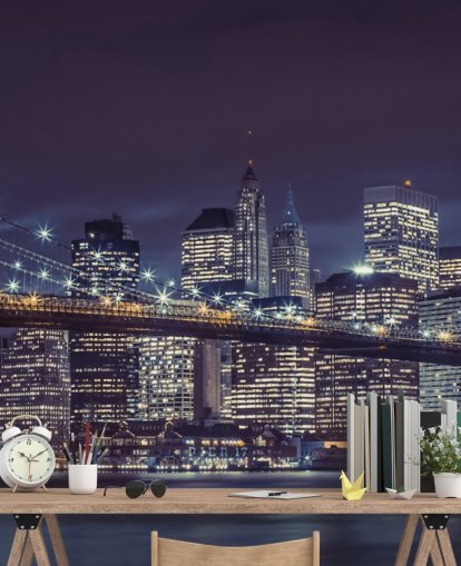 Mural de Parede Azul Moody da Ponte de Brooklyn