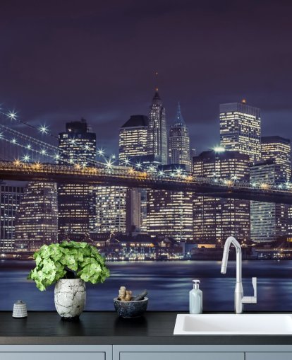 Mural de Parede Azul Moody da Ponte de Brooklyn