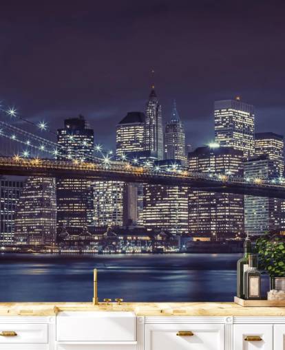 Mural de Parede Azul Moody da Ponte de Brooklyn