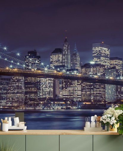 Mural de Parede Azul Moody da Ponte de Brooklyn