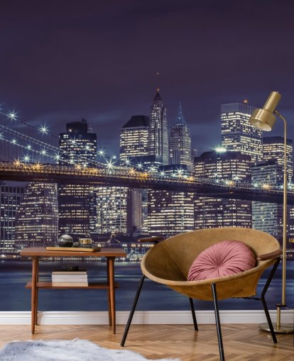 Brooklyn Bridge Moody Blue Wall Mural