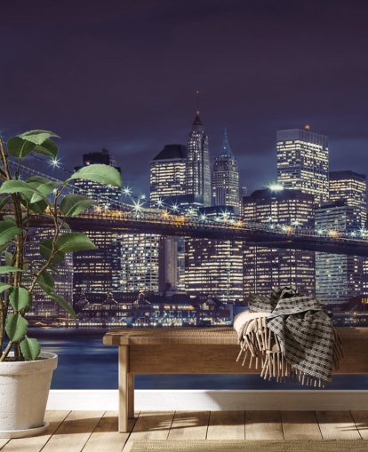 Brooklyn Bridge Moody Blue Wall Mural Brooklyn Bridge Moody Blue Wall Mural