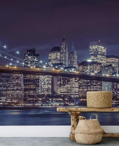 Brooklyn Bridge Moody Blue Wall Mural Brooklyn Bridge Moody Blue Wall Mural