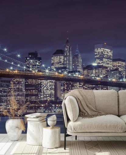 Brooklyn Bridge Moody Blue Wall Mural