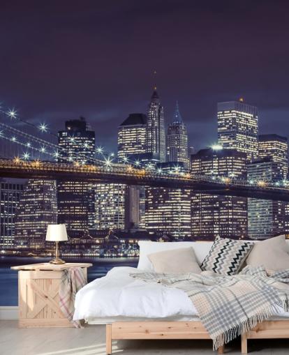 Brooklyn Bridge Moody Blå Vægmaleri