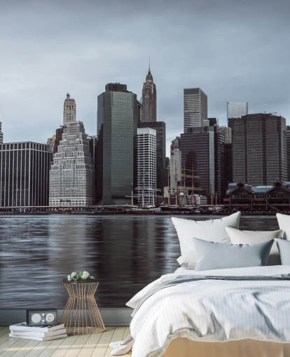 Nedre Manhattan Murky Morgen Baggrund