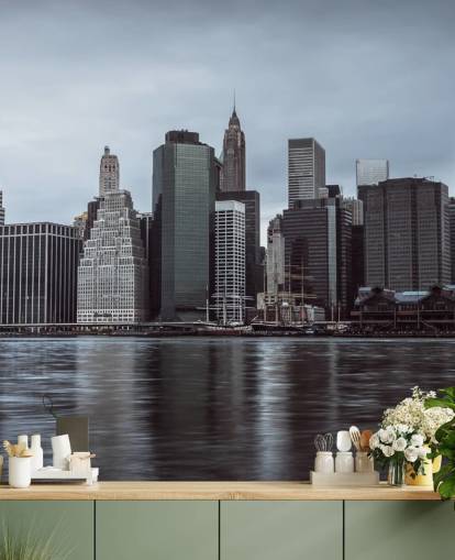 Nedre Manhattan Murky Morgen Bakgrunn Nedre Manhattan Murky Morgen Bakgrunn