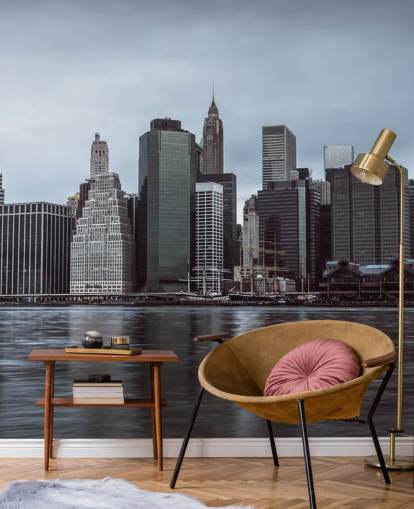 Nedre Manhattan Murky Morgen Baggrund