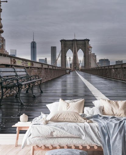 Carta da parati con vista pedonale del ponte di Brooklyn