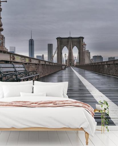 Papier peint avec vue piétonne sur le pont de Brooklyn Papier peint avec vue piétonne sur le pont de Brooklyn